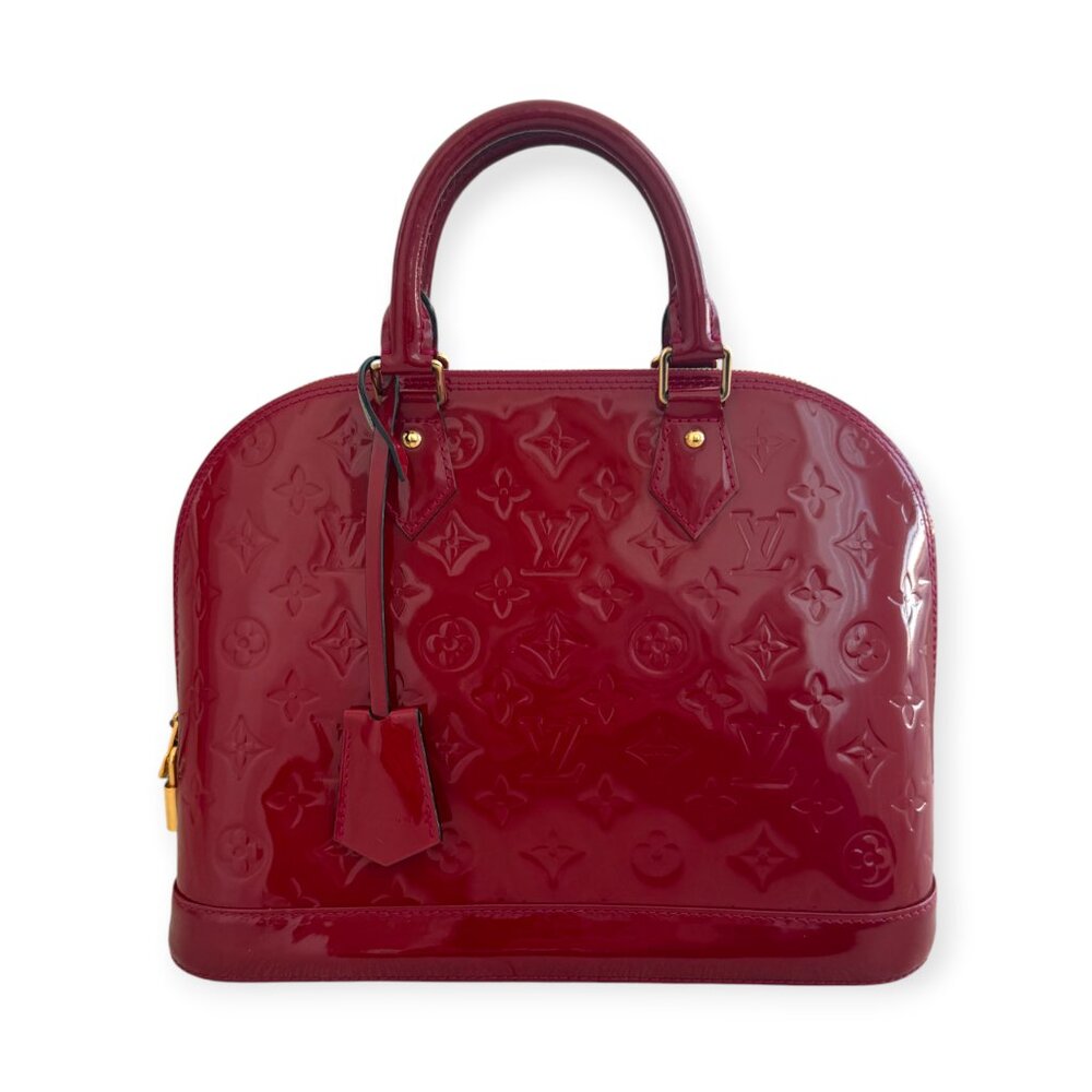 Authentic Dark Red Louis Vuitton Vernis Alma PM Pomme D’Amour Bag